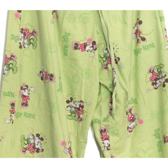 Disney Size M(8/10) "Sugar Mama" Minnie Mouse Pajama Pants Size L Green - Picture 3 of 8